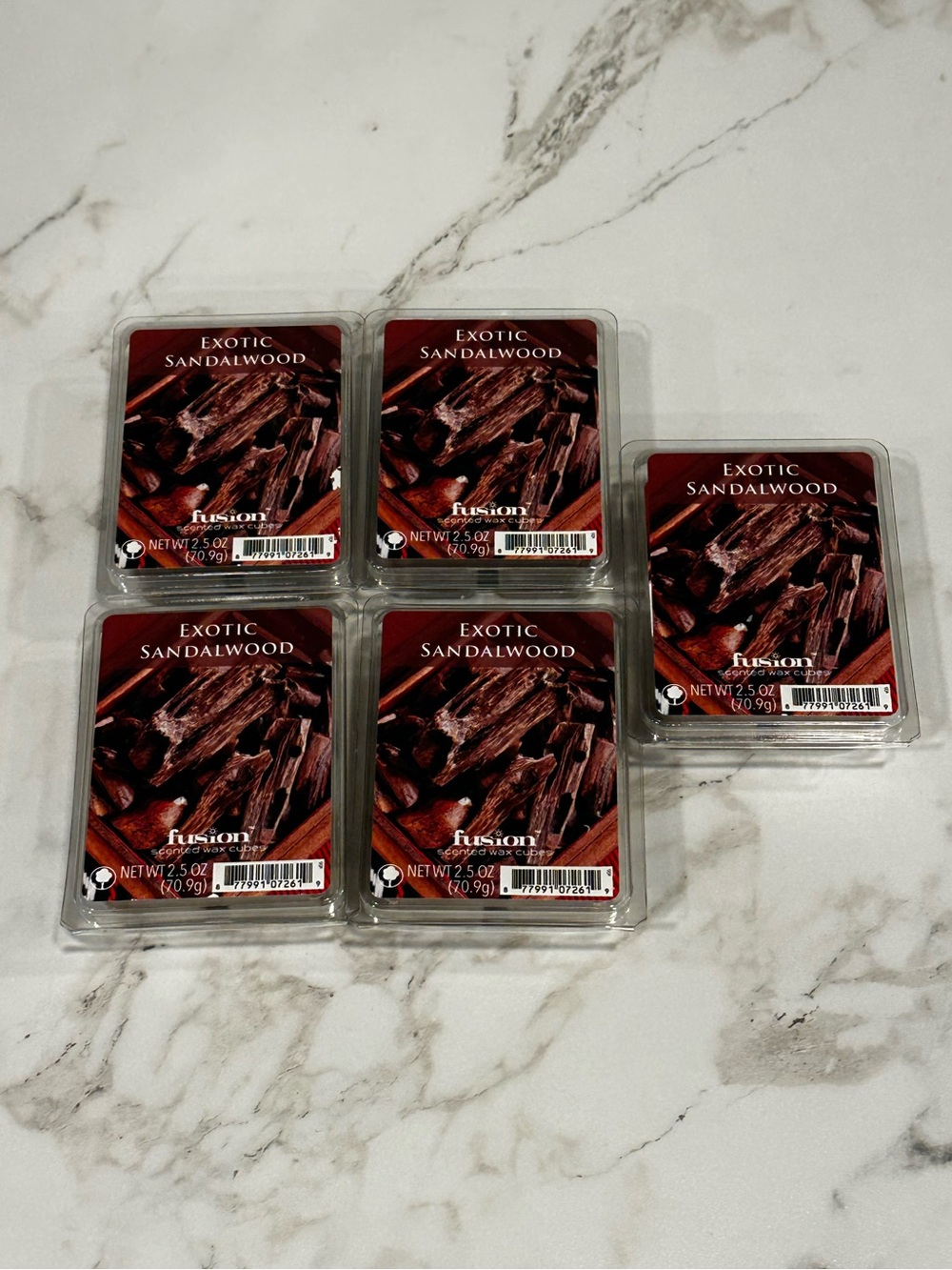 Fusion EXOTIC SANDALWOOD 2.5oz Scented Wax Melts Lot of 5 NEW